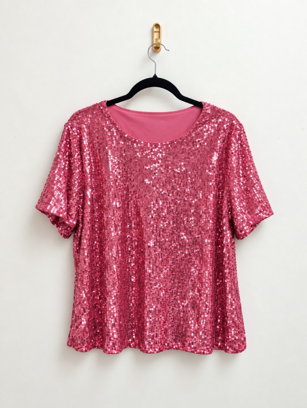 Cato Short-Sleeve Pink Sequin Top